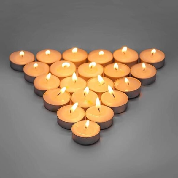 Tea Light Candles Long Time Burning, Natural Wax Tealights, Smokeless