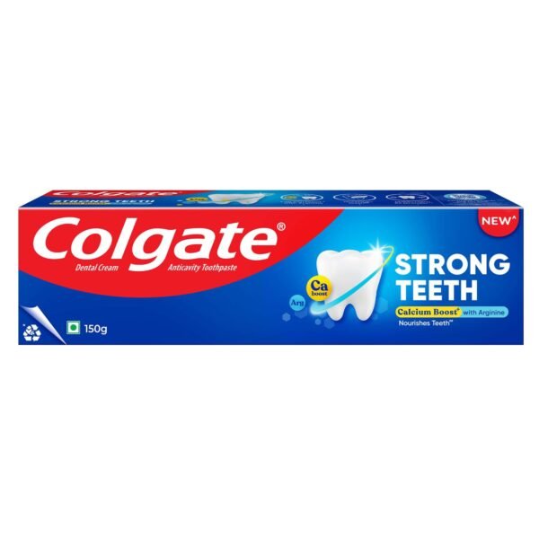 Colgate Strong Teeth,  India’s No: 1 Toothpaste Brand, Calcium-boost Tooth Paste for 2X Stronger Teeth, Whitens Teeth, Fresh Breath & Prevents Cavities