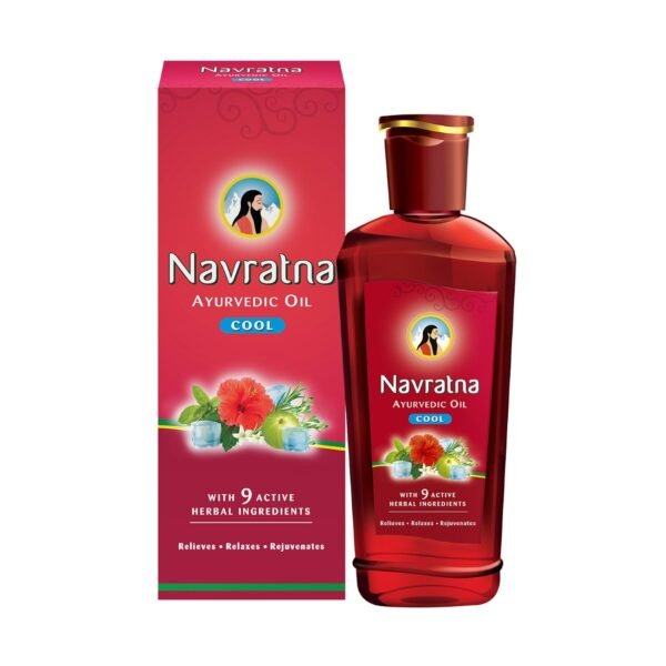 Navratna Ayurvedic Cool Oil | Combination of 9 Ayurvedic Herbs | Relieves Headache, Body ache, Tiredness, Sleeplessness & Tension| Improves Scalp Health | Relaxing & Rejuvenating cooling effect