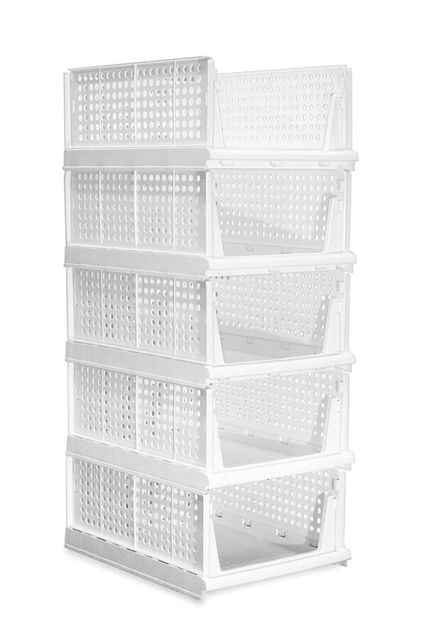 UK-0058 LAYER STACKABLE MULTIFUNCTIONAL STORAGE,FOR CLOTHES FOLDABLE DRAWER SHELF BASKET UTILITY CART RACK STORAGE ORGANIZER CART FOR KITCHEN, PANTRY CLOSET, BEDROOM, BATHROOM, LAUNDRY